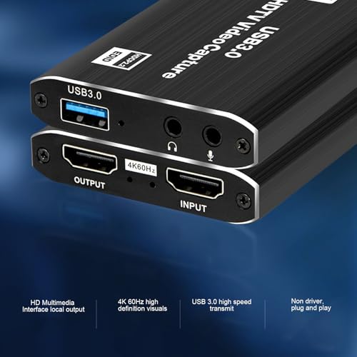 GOWENIC HDMI Capture Card, Audio Video Capture Card, 4K USB 3.0, Video Game for Streaming, Gaming, Conference, Works for P5 Camera PC OBS
