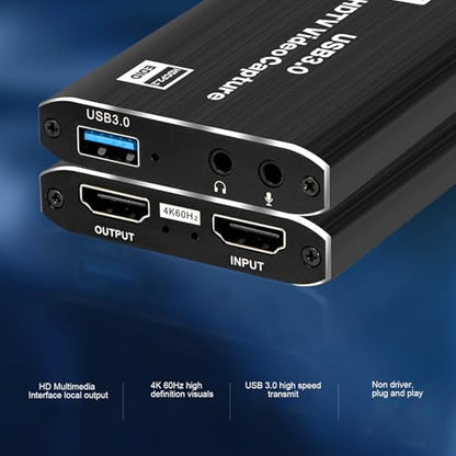 GOWENIC HDMI Capture Card, Audio Video Capture Card, 4K USB 3.0, Video Game for Streaming, Gaming, Conference, Works for P5 Camera PC OBS