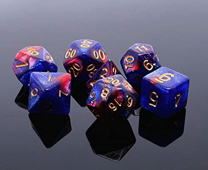 Blue Mix Red DND Glitter Dice Set for Dungeon and Dragons Warhammer D&D RPG Role Playing Games Board Game Polyhedral Dice - color: Red Mixed Blue+glitter