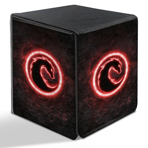 BVDIKMI Card Deck Box for MTG, Card Storage Box Fits 100+ Single Sleeved Cards, PU Leather Strong Magnet Card Deck Case Holder for Magic Commander TCG CCG, Black Fox - color: Black Fox
