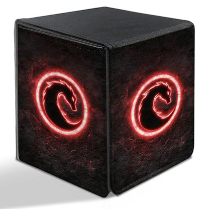 BVDIKMI Card Deck Box for MTG, Card Storage Box Fits 100+ Single Sleeved Cards, PU Leather Strong Magnet Card Deck Case Holder for Magic Commander TCG CCG, Black Fox - color: Black Fox