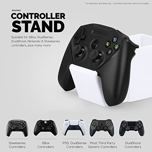 Desk Organizer with Game Controller Holder, Tablet Stand for iPads/iPhones, TV Remote & Pen Storage, Reduce Desktop Clutter, Have All Your Side Table Items in One Space (White) - color: Controller & Tablet White