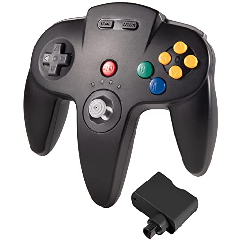 KIWITATA Wireless Controller for Retro N64 Games, 2.4GHZ Rechargeable Wireless N64 Remote Joystick Gamepad Controller for Original N64 Console Black - color: black