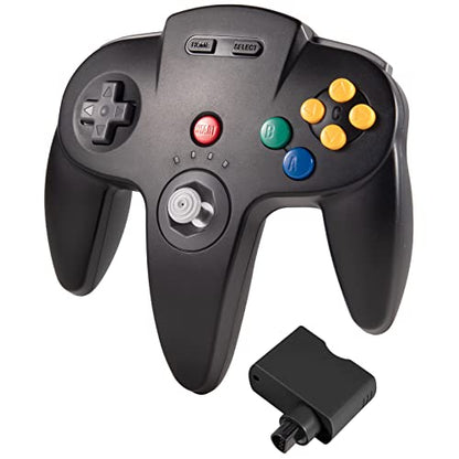 KIWITATA Wireless Controller for Retro N64 Games, 2.4GHZ Rechargeable Wireless N64 Remote Joystick Gamepad Controller for Original N64 Console Black - color: black