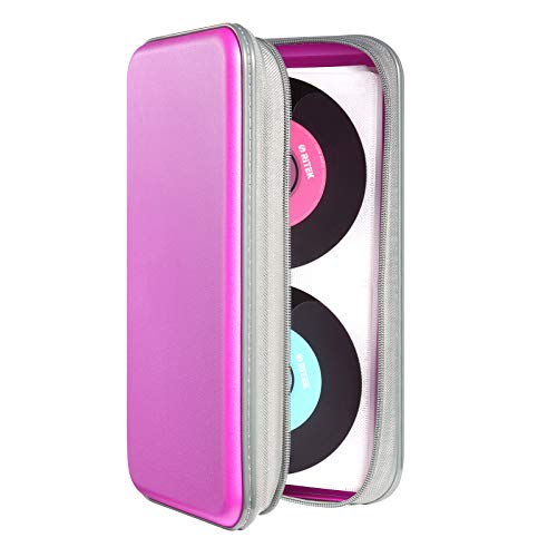UENTIP CD Case,96 Capacity Hard Plastic DVD Case Holder for Car Home Travel | CD DVD Storage,Zipper Closure,Scratch-Resistant Sleeves,Stay Away Dust and Damp,Storage Music Video Gaming Discs Blu-ray - color: purple