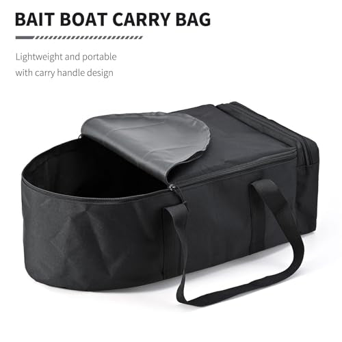 Asixxsix RC Bait Boat Storage Bag, 1000D Oxford RC Boat Remote Control Fishing Boat Cover Bag, 60 x 30 x 20cm, 24 x 12 x 8inch, Suitable for Most Bait Boats, Double Zipper - color: Black