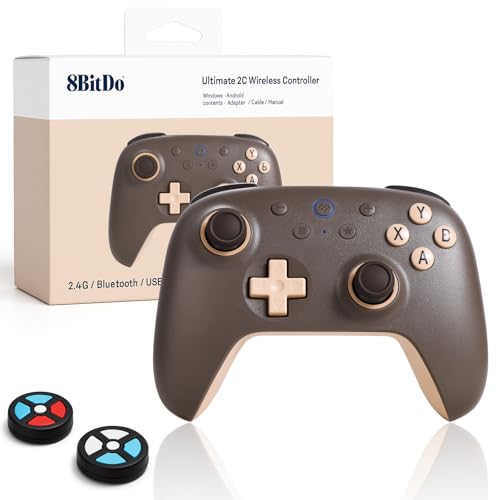 8Bitdo Ultimate 2C Wireless Controller (Brownie) - 1000Hz Polling | For Windows PC & Android, Hall Effect Joysticks & Triggers, Remappable L4/R4 Bumpers, Special Edition Colors - color: Special Edition-Brownie