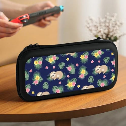 PPIKTC Protective Carrying Case for Switch, Travel Game Console Holder Bag with 15 Game Cartridges, Cute Sloths - color: Design (207)