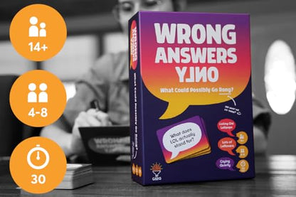 Gray Matters Games Wrong Answers Only: The Ultimate Adult Party Game – A Fun, Competitive Group Guessing Game for 8 Players, Ages 14 and Up – Perfect for Game Nights