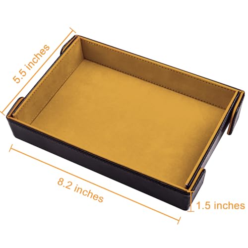 SIQUK Magnetic Folding Dice Tray Rectangle Dice Rolling Tray PU Leather Trays Foldable Holder Rolling Mat Storage Box for D&D RPG Games, Yellow - color: Yellow