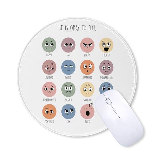 Calm Down Corner Supplies Calming Corner Decor Feelings Mouse Pad 8.6x8.6 Counseling Office Calm Corner Must Haves, School Counselor Gifts Mental Health Decor for Therapy Office Gifts - color: Emotion