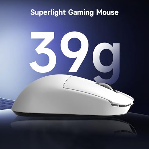 MCHOSE L7 Pro Wireless Gaming Mouse Super Light 39g, Gaming Mouse Esport with 26K DPI, Optical Switch, Programmable Buttons, Dual 8K Polling and PAW3395 Sensor, Tri-Mode Connection, PC/Mac - White - color: L7 Pro white