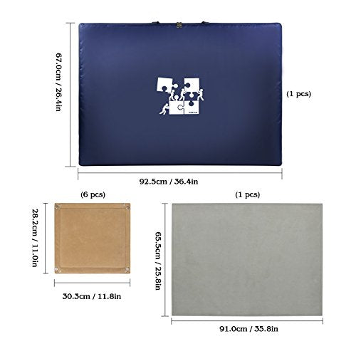 Lavievert 1500 Piece Jigsaw Puzzle Board with Padded Cover, Portable Case with 6 Sorting Trays & Detachable Board, Puzzle Caddy Storage Saver with Non-Slip Surface for Adults - size: Up to 1500 pcs