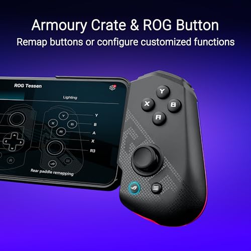 ASUS ROG Tessen Mobile Gaming Controller – Android Phones ONLY, Foldable, Compact, Wired USB-C, Programmable, Fast Charging, RGB – for Call of Duty: Warzone Mobile, Minecraft, Roblox, 350+ Games
