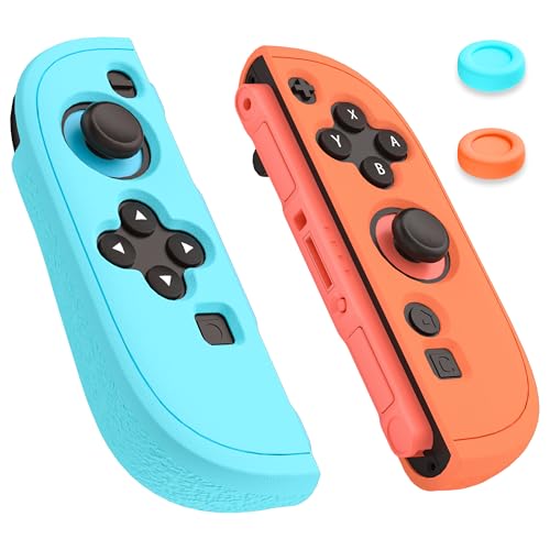 Silicone Switch 2 Grip Controller Case, Non-Slip Handheld Controller Switch 2 Cover Skin Protector and 2 Frosted Thump Caps, [2 Pieces] Comfort Soft Shell - Blue&Orange - color: Blue-Orange