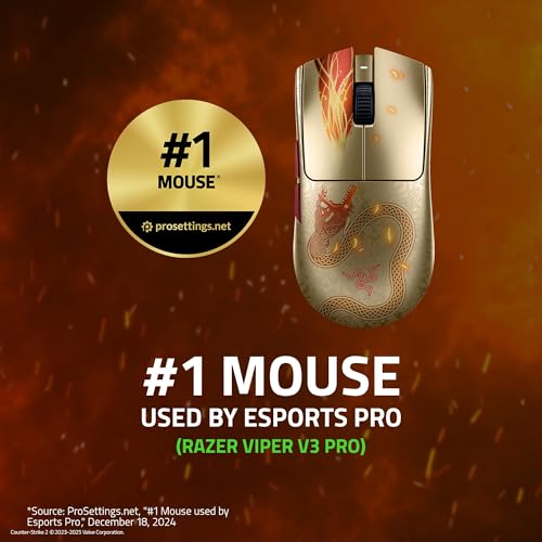Razer Viper V3 Pro Wireless Esports Gaming Mouse: Symmetrical - 54g - 8K Polling - 35K DPI Optical Sensor - Gen3 Optical Switches - 8 Programmable Controls - 95 Hr Battery - Counter-Strike 2 Edition - color: Counter-Strike 2 Edition, style: 8000 Hz Pollin