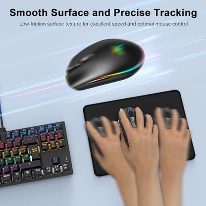 TECKNET 4 Pack Mouse Pad with Anti-fray Stitching, Waterproof Surface & Non-Slip Rubber Base with Stitched Edges Gaming Mouse Mat for Laptop, Compatible with Laser and Optical Mice - Black - color: A-Black-4 Pack