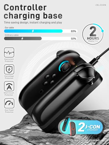 i-Blason Charging Dock Compatible with Nintendo Switch 2 for JoyCon Controller, Portable Slim Small Lightweight Minimalist Charger Station with Charging Cable & LED Indication
