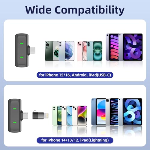 NPTCL Wireless Lavalier Mini Microphone for iPhone Video Recording | Noise Canceling Lapel Lav USB C Mic, LED Digital Charge Display, 35 Hour Charging Case for Vlog Youtube Tiktok Podcast - style: USB-C
