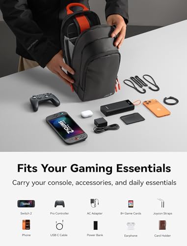 JSAUX Sling Bag for Switch 2, ROG Xbox Ally X, Steam Deck, Protective Crossbody Travel Case for Handheld Console and Accessories with Joystick Guard Design, Large Capacity, 3 Compartments