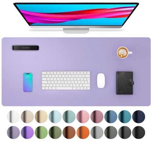 Aothia Faux Leather Desk Mat (Light Purple, 23.6" x 13.7") | Creates One Clean Surface For Your Keyboard, Mouse And Laptop, Helping Keep Your Workspace Organized Every Day - color: Light Purple, size: 23.6" x 13.7"
