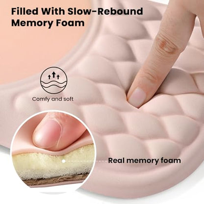 EooCoo Massage Ergonomic Mouse Pad with Dual-Slope Design Wrist Rest | Carpal Tunnel Relief, Memory Foam Wrist Rest, Non-Slip PU Base, Office Desk Accessories - color: Pink