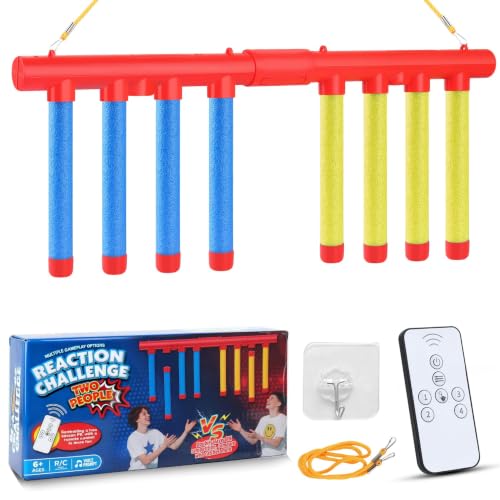 Reflex drop sticks game Challenge Game Solo/Dual Play &Remote control (red blue)Is excellent for family game nights 3 Speed ModesHand Eye CoordinationFun Catch Falling Sticks Game for Kids & Adults - color: Red Blue
