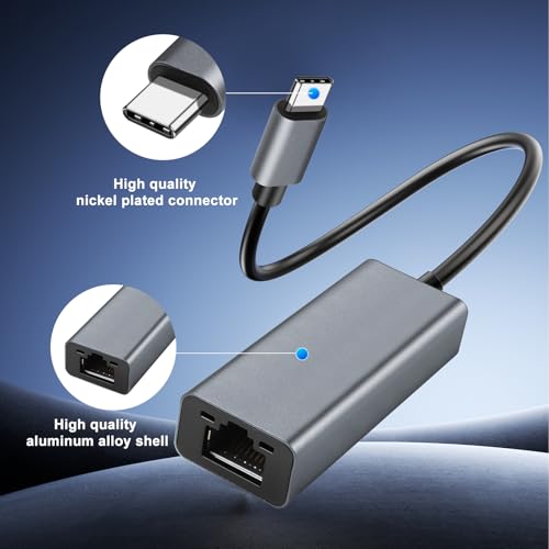 USB C to Ethernet Adapter, Portable 1-Gigabit Network Hub, 10/100/1000 Mbps, USB 3.0 to RJ45 Internet Adapter Compatible with Laptop, MacBook PC with Windows, XP, Mac/Linux (Type C to Gigabit)