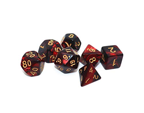 DND Dice Set Red Black RPG Dice for Dungeon and Dragons D&D MTG 7-Die Polyhedral Dice - color: Black Mixed Red