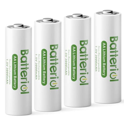 Lithium Batteries AA, Double A Batteries 3000mAh 1.5V Long Lasting for Blink Camera, Flashlight, Video Doorbell, Clocks, Remote Control, Non-Rechargeable (AA 4 Pack)