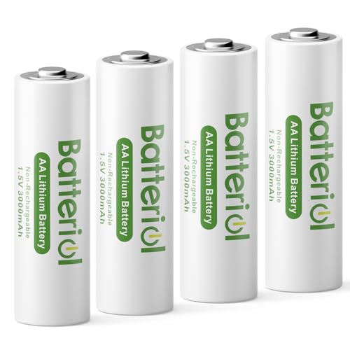 Lithium Batteries AA, Double A Batteries 3000mAh 1.5V Long Lasting for Blink Camera, Flashlight, Video Doorbell, Clocks, Remote Control, Non-Rechargeable (AA 4 Pack)