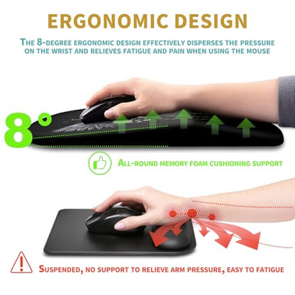 Hokafenle Ergonomic Mouse Pad Wrist Support with Massage Design, Wrist Rest Pain Relief Mousepad with Memory Foam&Non-Slip PU Base, Mouse Pads for Wireless Mouse & Desk (12x8 inch,Demon Angel) - color: HK028-Demon Angel