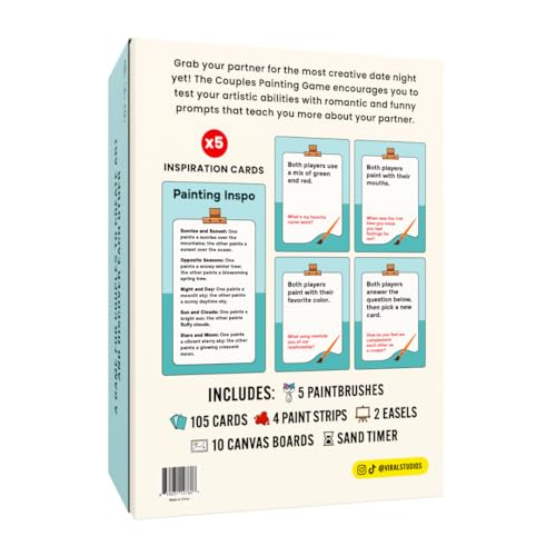 The Couples Painting Game – Date Night Card & Painting Kit | Fun DIY Activity with Prompts, Challenges & Questions for Deeper Connection, Meaningful Games for Adults and Teens, 2 Players