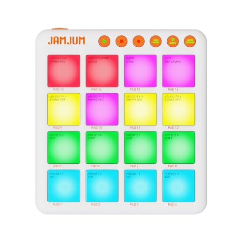 Mini Wireless MIDI Controller Pads, Mini Controller Pad for Beat Making & DJ Performance, 16 RGB Velocity Pads with Aftertouch, Bluetooth & USB MIDI