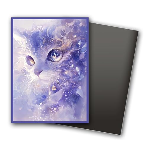 MTG Card Sleeves, Ultra Clear Front & Matte Finish Back, 100 Count Standard Size Matte Art Sleeve for Magic The Gathering - color: Blue Cat