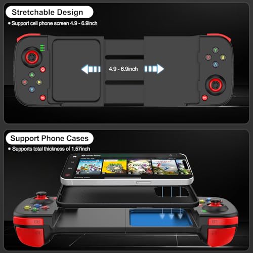 arVin Mobile Gaming Controller for Android iPhone iOS PC, Bluetooth Phone Controller for iPhone 17/16/15/iPad/Galaxy S25/S24/Tablet, Wireless Gamepad Joystick Play CODM/Genshin/Roblox-with Back Button - color: Black