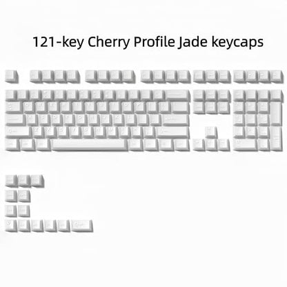 dagaladoo Double Shot PBT keycaps,White Jade, Cherry Profile Keycaps Set | 121-keys Jelly style Custom keycaps full size for 60% 65% 75% 100% Cherry-MX switch Mechanical Keyboard - color: White Jade