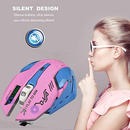 HXMJ Pink Wired USB Computer Mouse,7 Colors Backlit,Silent Buttons for MacBook,Computer PC,Laptop - color: Pink