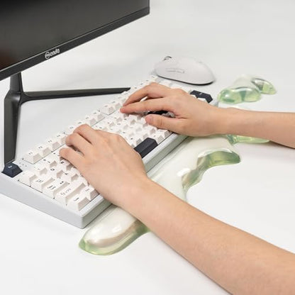 Ergonomic Gel Wrist Rest for Keyboard and Mouse, Wrist Rest Set, Cute Silicone Wrist Rest for Computer Keyboard 60%/68%/75% (Green) - color: Green