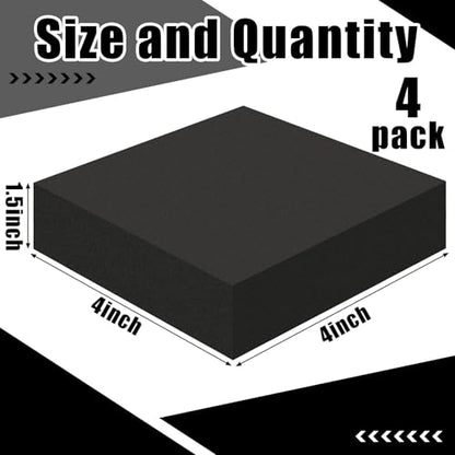 4 Pcs 1.5" Thick Foam Padding Sheet with Adhesive Backing 4 x 4 Inches Self Stick Neoprene Insulation Foam Sheet Black for Furniture Cars Speakers - color: Black, size: 1.5 Inch Thick, 4 x 4 Inches