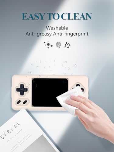 Silicone Case for Anbernic RG28XX Retro Video Handheld Game Console 2.83-inch,Full Body Soft Silicone Handheld Game Console Drop-Proof Protector Case with Shockproof,Non-Slip,Anti-Collision,Cream. - color: Cream