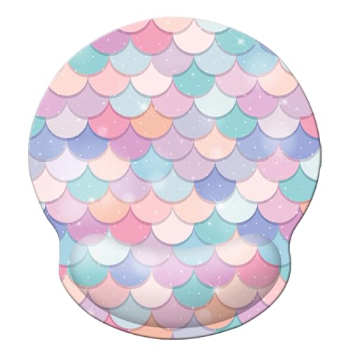Ergonomic Memory Foam Wrist Support Mouse Pad Comfortable Padded Wrist Mousepads 9in X10in Pain Relief Desktop Mouse Mat (Sweet Mermaid Foam) - color: Sweet Mermaid Foam