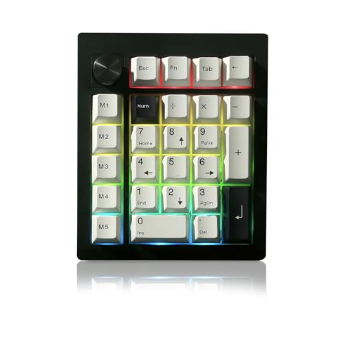 FKZ GMK26 Mechanical Numpad,Gasket VIA Macro Numeric Keypad Hot Swap Wireless 2.4G/BT5.0/Wired USB-C RGB Backlit 26 Keys Mini Protable Number Keyboard Programmable for Win/Mac/Gaming (Black) - color: Black