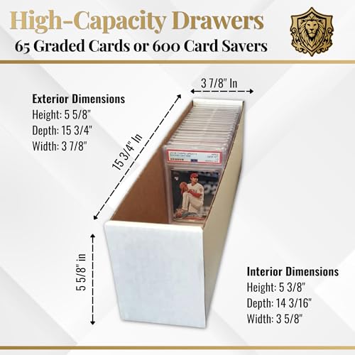 Max Protection Graded Card Penthouse Storage Box System - Trading Card Storage Cabinet with 10 Drawers - Holds 6,000 Card Saver 1 or 600 Graded Cards - Stackable Organizer for Collectible Cards
