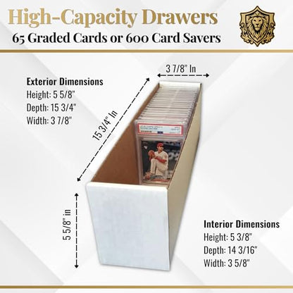 Max Protection Graded Card Penthouse Storage Box System - Trading Card Storage Cabinet with 10 Drawers - Holds 6,000 Card Saver 1 or 600 Graded Cards - Stackable Organizer for Collectible Cards