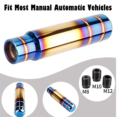 BARTOO Aluminum Alloy Heavy Weighted Shifter Knob, 5" Auto Gear Shift Knob, Car Gear Lever Stick Shifter Handle,with 3 Threaded Adapters M8 M10 M12,Fit Most Automatic Manual Vehicle(Gold Plated) - color: Gold plated