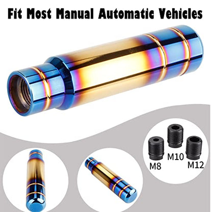 BARTOO Aluminum Alloy Heavy Weighted Shifter Knob, 5" Auto Gear Shift Knob, Car Gear Lever Stick Shifter Handle,with 3 Threaded Adapters M8 M10 M12,Fit Most Automatic Manual Vehicle(Gold Plated) - color: Gold plated