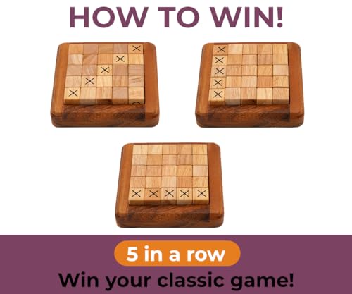 BSIRI Pushing Me Wooden Tic Tac Toe Game- Tabletop Board Games for Farmhouse Decor, Coffee Table Decor, Unique Gifts Fun Gifts for Adults. Perfect for Game Night,Family Games (5 Inch) - style: PushingMe
