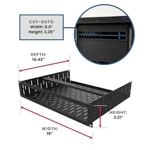 Penn Elcom Custom Media Rack Shelves Compatible with 2 x Sonos Amp Units - size: 2 x Sonos Amp Units