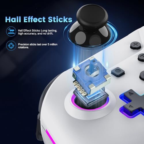 Hyperkin Armor3 NuRival Wireless Hall Effect Stick Game Controller For Nintendo Switch® OLED Model/Nintendo Switch® / Nintendo Switch Lite® (White) - color: White